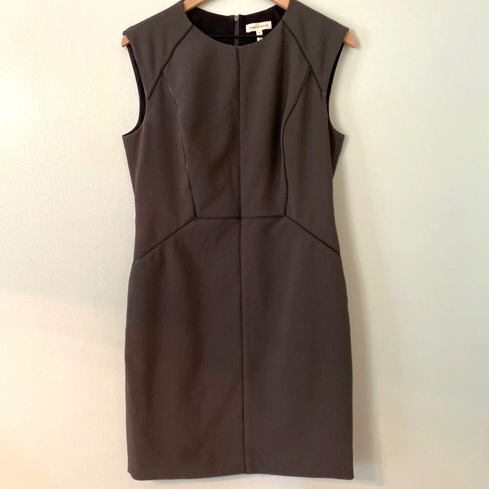Rebecca Taylor Olive Green Sleeveless Zip Shift Dress - Picture 2 of 9